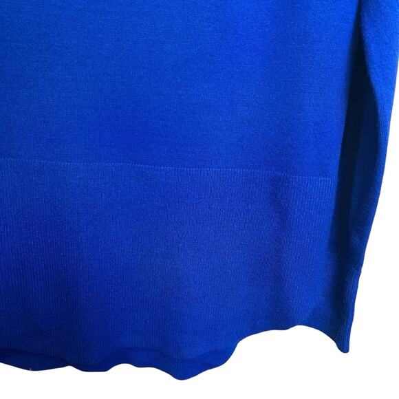 Raya Cowl Neck Sweater Womens Size XS Blue High Low Soft Knit Basics Minimalist - Picture 4 of 8